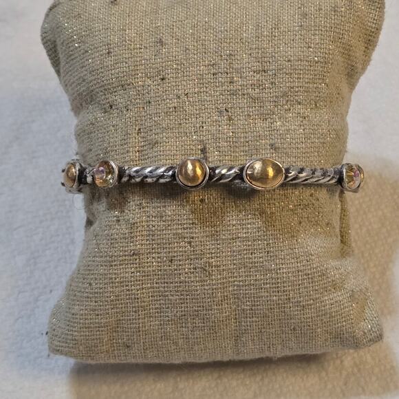 Brighton Monte Carlo Mixed Metals Golden Crystal Hinged Bracelet - Picture 6 of 9
